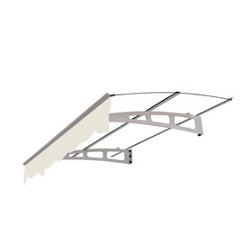 DA5934C Series Door Window Awning Canopy Made of 0.137inch Thick Crystal Solid Polycarbonate Sheet and Aluminum Alloy with Valance in size of 59" Wide x 34" Deep, Masonry Concrete Wall House only.