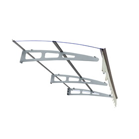 DA7934W Series Door Window Awning Canopy Made of 0.137inch Thick Crystal Solid Polycarbonate Sheet and Aluminum Alloy with Valance in size of 79" Wide x 34" Deep for Wooden Wall House only.