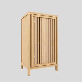 Bathroom Bamboo Storage Cabinet, Freestanding Floor Cabinet with Door and Shelf for Bathroom, Living Room, Bedroom, Hallway, Kitchen W2207P198047