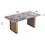 Faux Marble MDF Dinning Table for 6 or 8,Rectangular 70.8"L*35.4"W*29.8"H, Luxurious Rocky Stone Effect Top Stainless Steel Legs Modern, Durable, Easy to assemble, Brown W2213S00020