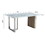 Elegant Luxurious Imitation Marble MDF Dinning Table for 6 or 8, Rectangular 63"L*35.4"W*29.8"H, Walnut+Stainless Steel Legs Modern, Durable, Easy to assemble for Kitchen/Living Room/Meeting, White