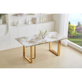 Luxurious Faux Marble MDF Dinning Table for 6 or 8, Rectangular 70.9