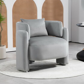 Modern design velvet lounge chair,single sofa with pillows for living room,bedroom(GREY) W2215P147883