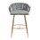 26" Counter height bar stools Set of 2,velvet kitchen island counter bar stool with hand- wave back,golden chromed base and foot rest(GREY) W2215P147901