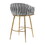 26" Counter height bar stools Set of 2,velvet kitchen island counter bar stool with hand- wave back,golden chromed base and foot rest(GREY) W2215P147901