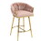 26" Counter height bar stools velvet kitchen island counter bar stool with hand- wave back,golden chromed base and footrest(PINK) W2215P184990