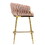 26" Counter height bar stools velvet kitchen island counter bar stool with hand- wave back,golden chromed base and footrest(PINK) W2215P184990
