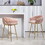 26" Counter height bar stools velvet kitchen island counter bar stool with hand- wave back,golden chromed base and footrest(PINK) W2215P184990