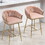 26" Counter height bar stools velvet kitchen island counter bar stool with hand- wave back,golden chromed base and footrest(PINK) W2215P184990