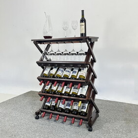 26 Bottles Freestanding wine rack,Wine Storage Rack, Freestanding Display Rack for Kitchen, Pantry, Cellar,walnut