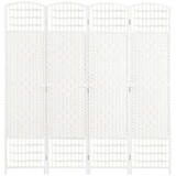 HOMCOM 4 Panel Room Divider, Folding Privacy Screen, 5.6' Room Separator, Wave Fiber Freestanding Partition Wall Divider for Rooms, Home, Office, White W2225140847