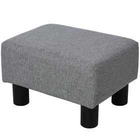 HOMCOM Ottoman Foot Rest, Small Foot Stool with Linen Fabric Upholstery and Plastic Legs, Cube Ottoman for Living Room, Gray W2225140849