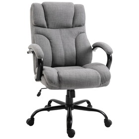 Vinsetto 500lbs Big and Tall Office Chair with Wide Seat, Ergonomic Executive Computer Chair with Adjustable Height, Swivel Wheels and Linen Finish, Light Grey W2225140855