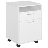 HOMCOM Mobile Storage Cabinet Organizer with Drawer and Cabinet, Printer Stand with Castors, White W2225141051