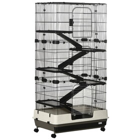 PawHut Small Animal Cage with Wheels, Portable Bunny Cage 6-Tier W2225141092