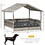 PawHut Wicker Dog House Outdoor with Canopy, Rattan Dog Bed with Water-resistant Cushion, for Small and Medium Dogs, Cream W2225141097