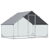 PawHut Metal Chicken Coop Run with Cover, Walk-in Outdoor Poultry Pen for Rabbits, Ducks, Large Hen House for Yard, 10' x 6.5' x 6.5', Silver W2225141102
