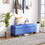 HOMCOM 46" Storage Ottoman Bench, Upholstered End of Bed Bench with Steel Frame, Button Tufted Storage Bench with Safety Hinges for Living Room, Entryway, Bedroom, Blue W2225141211