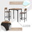 HOMCOM 3 Piece Bar Table Set, Industrial Counter Height Dining Table Set, Bar Table & Chairs with Steel Legs & Footrests, Black W2225141220
