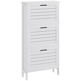 HOMCOM Narrow Shoe Storage Cabinet for Entryway with 3 Flip Drawers, Slim Shoe Rack Organizer with Louvered Doors for 6 Pairs of Shoes, White W2225141229