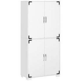 HOMCOM Industrial Kitchen Pantry Cabinet with 4 Door Cupboard and Storage Shelves, Freestanding Storage Cabinet, White W2225141231