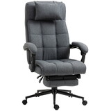Vinsetto Executive Linen-Feel Fabric Office Chair High Back Swivel Task Chair with Adjustable Height Upholstered Retractable Footrest, Headrest and Padded Armrest, Dark Grey W2225141236