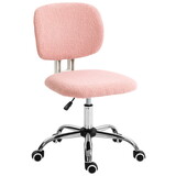 Vinsetto Cute Armless Office Chair, Teddy Fleece Fabric Computer Desk Chair, Vanity Task Chair with Adjustable Height, Swivel Wheels, Mid Back, Pink W2225141240