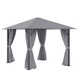 Outsunny 10' x 10' Patio Gazebo Aluminum Frame Outdoor Canopy Shelter with Sidewalls, Vented Roof for Garden, Lawn, Backyard, and Deck, Gray W2225141366