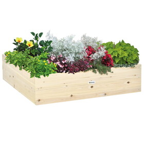 Outsunny Wooden Raised Garden Bed Kit, Elevated Planter Box with Bed Liner for Backyard, Patio to Grow Vegetables, Herbs, and Flowers, 4' x 4' x 12" W2225141372