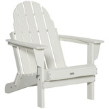 Outsunny Folding Adirondack Chair, Faux Wood Patio & Fire Pit Chair, Weather Resistant HDPE for Deck, Outside Garden, Porch, Backyard, White W2225141378