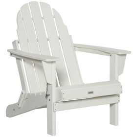 Outsunny Folding Adirondack Chair, Faux Wood Patio & Fire Pit Chair, Weather Resistant HDPE for Deck, Outside Garden, Porch, Backyard, White W2225141378