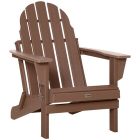 Outsunny Folding Adirondack Chair, Faux Wood Patio & Fire Pit Chair, Weather Resistant HDPE for Deck, Outside Garden, Porch, Backyard, Brown W2225141379