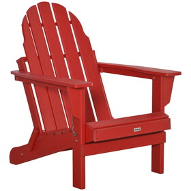 Outsunny Folding Adirondack Chair, Faux Wood Patio & Fire Pit Chair, Weather Resistant HDPE for Deck, Outside Garden, Porch, Backyard, Red W2225141380