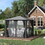 Outsunny 10' x 10' Patio Gazebo, Outdoor Gazebo Canopy Shelter with Netting & Curtains, Vented Roof, for Garden, Lawn, Backyard and Deck, Black W2225141386