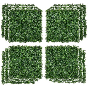 Outsunny 12 PCS 20" x 20" Artificial Boxwood Panels Topiary Wall Greenery Backdrop, Privacy Hedge Screen UV Protected 4Layer Roll Grass Panel Fence Decor Outdoor Indoor Garden Backyard, Light Green