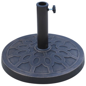 Outsunny 18" 26 lbs Round Resin Umbrella Base Stand Market Parasol Holder with Beautiful Decorative Pattern & Easy Setup, for &phi;1.5", &phi;1.89" Pole, for Lawn, Deck, Backyard, Garden, Bronze