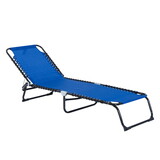 Outsunny Folding Chaise Lounge Pool Chair, Patio Sun Tanning Chair, Outdoor Lounge Chair with 4-Position Reclining Back, Breathable Mesh Seat for Beach, Yard, Patio, Dark Blue W2225141408