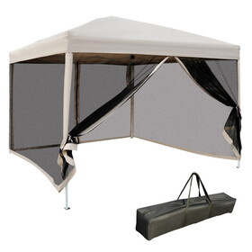 Outsunny 210D Oxford 10' x 10' Pop Up Canopy Tent with Netting, Instant Screen Room House, Tents for Parties, Height Adjustable, with Carry Bag, for Outdoor, Garden, Patio W2225141409