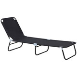 Outsunny Folding Chaise Lounge Pool Chairs, Outdoor Sun Tanning Chairs, Reclining Back, Steel Frame & Breathable Mesh for Beach, Yard, Patio, Black W2225141410