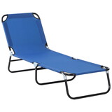 Outsunny Folding Chaise Lounge Pool Chair, Patio Sun Tanning Chair, Outdoor Lounge Chair with 5-Positions Reclining Back, Oxford Fabric Seat for Beach, Yard, Patio, Blue W2225141411