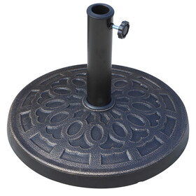 Outsunny 17" 26 lbs Round Resin Umbrella Base Stand Market Parasol Holder with Beautiful Decorative Pattern & Easy Setup, for &phi;1.5", &phi;1.89" Pole, for Lawn, Deck, Backyard, Garden, Bronze