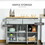 HOMCOM Mobile Kitchen Island with Storage, Kitchen Cart with Wood Top, Storage Drawers, 3-door Cabinets, Adjustable Shelves and Towel Rack, Gray W2225141454