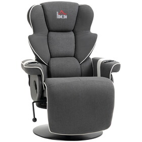 HOMCOM Manual Recliner, Swivel Lounge Armchair with Footrest and Two Cup Holders for Living Room, Black W2225141479