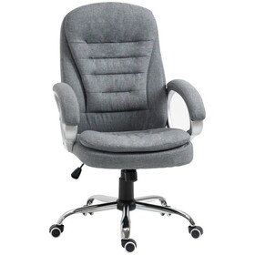 Vinsetto High Back Home Office Chair Executive Computer Chair with Adjustable Height, Upholstered Thick Padding Headrest and Armrest - Grey W2225141488