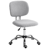 Vinsetto Cute Armless Office Chair, Teddy Fleece Fabric Computer Desk Chair, Vanity Task Chair with Adjustable Height, Swivel Wheels, Mid Back, Light Gray W2225141493