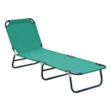 Outsunny Foldable Outdoor Chaise Lounge Chair, 5-Level Reclining Camping Tanning Chair with Strong Oxford Fabric for Beach, Yard, Patio, Pool, Green W2225141505