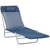 Outsunny Folding Chaise Lounge Pool Chair, Patio Sun Tanning Chair, Outdoor Lounge Chair with 6-Position Reclining Back, Breathable Mesh Seat, and Headrest for Beach, Yard, Patio, Blue W2225141506