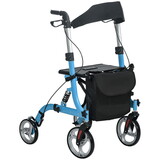 HOMCOM Rollator Walker with Seat and Backrest, Height Adjustable Aluminum Rolling Walker with 10