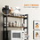 HOMCOM Kitchen Bakers Rack, Microwave Stand, Coffee Bar with Adjustable Shelves, 4 Hooks for Spices, Pots and Pans, Rustic Brown W2225142065