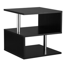 HOMCOM 20" Modern End Table, Accent Side Table, S-Shaped Coffee Table with Storage Shelf and Steel Poles, Black W2225142071